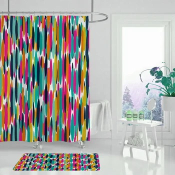 Akvarel geometrijske kopalnica enotni tiskanje tuš zavesa kopalnica dekoracijo nepremočljiva poliester