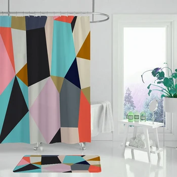 Akvarel geometrijske kopalnica enotni tiskanje tuš zavesa kopalnica dekoracijo nepremočljiva poliester