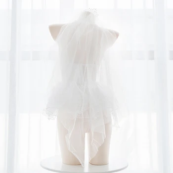 Japonski Angel Ballet Dekle Čipke vidi skozi spodnje Perilo Nastavite Seksi Lolita Cospaly Poroko, Kratka Obleka Komplet Očesa Belo Perilo Set