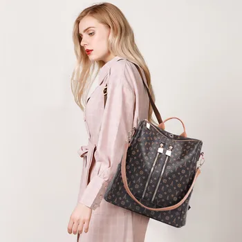 Retro ženske luksuzne blagovne znamke design nahrbtnik potovanja monogram črko, anti-theft vrečko, velike zmogljivosti, dekliška šolska torba z dopisom prin
