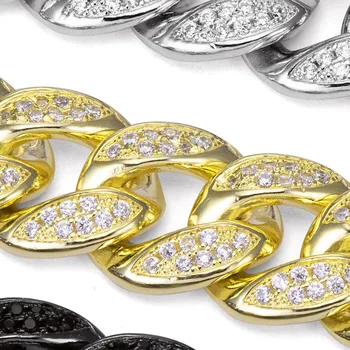 925 Sterling Silver Gold Veriga za Moške Ledeni Iz 12 MM 14K Konča Diamond Kubanski Povezavo Miami Zapestnice z Giftbox
