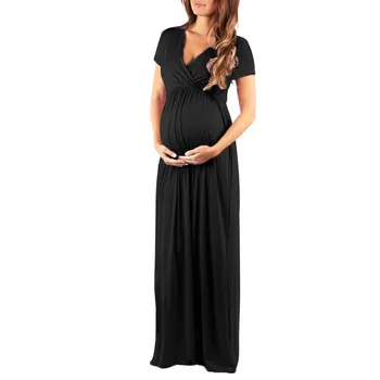 Ženske Nosečnost Obleko V Ovratnikom, Kratkimi Rokavi Obleka Porodniškega Lady je Sundress Oblačila Mama Poletje Mehko Priložnostne Obleko#520