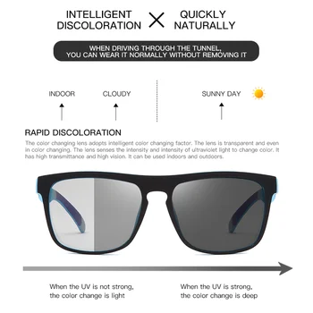 Moški Photochromic Polarizirana sončna Očala Spremenite Barvo Vožnjo sončna Očala Moški Klasičnih Kvadratnih Razbarvanje Očala UV400 Oculos
