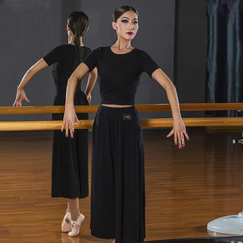 Novi modeli latinski Ples Hlače Za Ženske latinsko Kostum Širok Noge, Črne Dvorana / Tango Praksi Hlače, Dolge Hlače SL3295