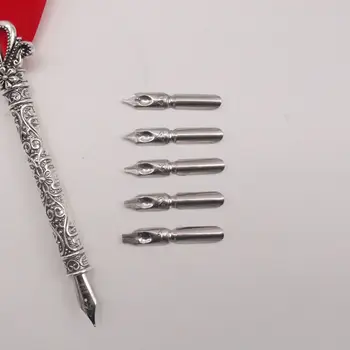 Retro high-end pero pero pero dip pero za pisanje tiskovine +5 konico peresa vklesan metal + 1 base darilo Božično noč Čarovnic darilo
