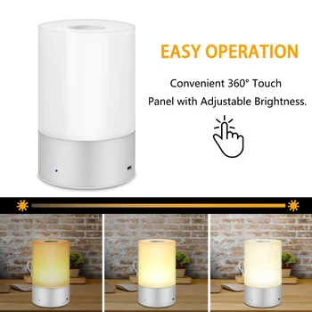 Desk Prenosni LED Night Light Touch Senzor Postelji Svetilko z Zatemniti Topla Bela Svetloba & Barva Spreminja, RGB Polnilna Spalnica