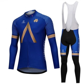 Aqua blue toplo moški kolesarski dres zimske bike runo dolgimi rokavi jakno določa ciclismo velveteen MTB oblačila, hlače, hlače z oprsnikom obleko