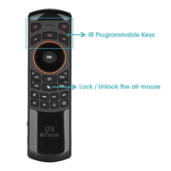 Rii Mini i25 AZERTY francoski Tipkovnico Fly Mouse Daljinski upravljalnik z Programirljivo Tipko Za Smart TV Android TVBox FireTV