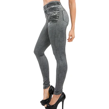 Ženske Noge, Oblikovanje, Dokolenke Ponaredek Jeans Hlače Pull-Suh Elastične Hlače A66