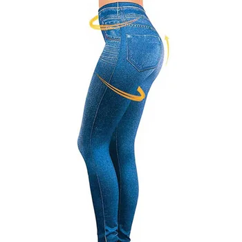 Ženske Noge, Oblikovanje, Dokolenke Ponaredek Jeans Hlače Pull-Suh Elastične Hlače A66