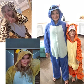 KIGUCOS Vse V Enem Živali Pižamo za Zimske Ženske Pižame Risanka Onesies Otrok Dinozaver Kostume Sleepwear Samorog Pižame