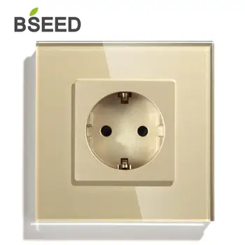 BSEED EU Standard 16A Električno Vtičnico 3 Barve Eno Crystal Plošča Električno Vtičnico 110V - 250V