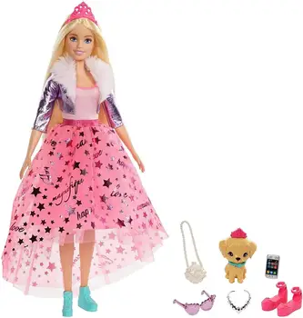 Barbie Princesa Avanturo Princess Deluxe, blondinka lutka z dodatki (Mattel GML76)-zbirateljske