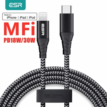 ESR USB C do Strela MFi lightning Kabel 2M 1M Tip C PD Hitro Polnjenje Podatkov Kabel Polnilnika za iPad, iPhone 5A mfi Certified