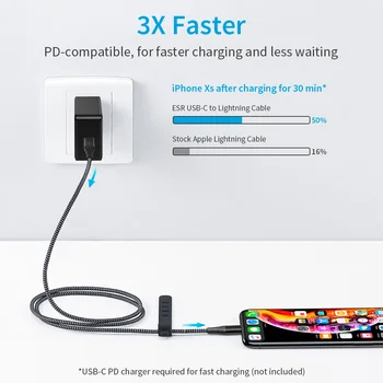 ESR USB C do Strela MFi lightning Kabel 2M 1M Tip C PD Hitro Polnjenje Podatkov Kabel Polnilnika za iPad, iPhone 5A mfi Certified