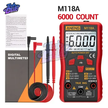 M118A Digital Mini Multimeter Tester Samodejno Mmultimetro True Rms Tranistor Metrov z NKV Podatkov Držite 6000counts Svetilka