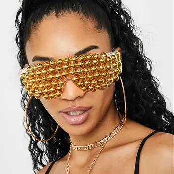 Moda Pisane Steampunk sončna Očala Ženske 2021 Trend Fancy Pearl Prevelik Očala Goggle Ženska Očala Letnik Odtenki oculos