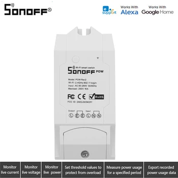 Sonoff Pow R2 Wifi Smart Stikalo Krmilnika v Realnem Času, Poraba Energije, Merjenje 15A/3500w Smart Device Via Android, IOS
