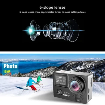 EKEN H5S Plus 4K 30fps Akcijska Kamera HD EIS 30 m nepremočljiva 2.0' touch Screen šport camera170 Stopnjo Ultra širokokotni Objektiv