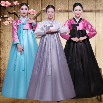 10 Barvo Tradicionalni korejski Palace Ženski Novo Leto Manjšinskih Plesna Predstava Obleka za Ženske Poln Rokav Hanbok Kostum