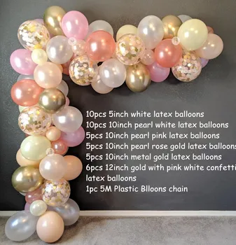 42pcs/veliko Rose Zlata Balon Arch Kit Bele Latex Garland Baloni za Rojstni dan Bachelorette Poroko Ozadje Baby Tuš Stranka Dekor