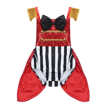 ChicTry Baby Dekleta Sequins Bowknot Prugasta Romper Toddlers Halloween Cosplay Cotumes Carnival Party Ringmaster Cirkus Obleke