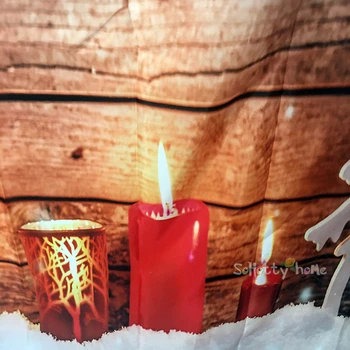 Božič Tuš Zavesa Osvetljeno Natisnjeni Srečno Novo Leto Tople soju Sveč Lesene Hiše Rdeče Nepremočljiva Zaveso za Tuš, Kopalnica