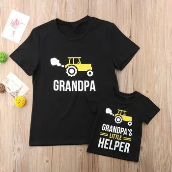 1pc Dedek in Dedek je Malo Helper Ujemanje Dedek in Vnuk T-majice Poletje Kratek Rokav Ujemanje Družino Videz Obleke