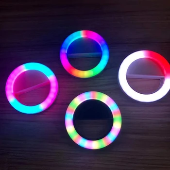 Clip LED RGB Selfie Obroč Svetlobe Polnilna Ringlight Za Pametni Telefon, Tablični računalnik, Fotoaparat Krog Pisane Razsvetljava Za Youtube Tiktok