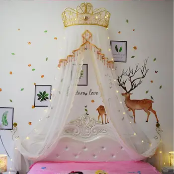 Posteljno zaveso Princesa veter čipke postelji zavese gaza krono podporo palace poroka dekoracija spalnica postelja zavese