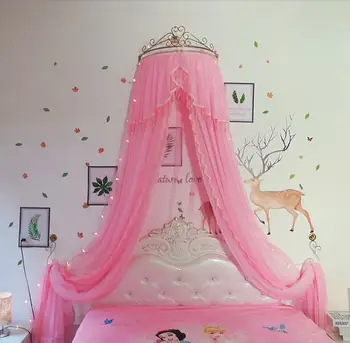 Posteljno zaveso Princesa veter čipke postelji zavese gaza krono podporo palace poroka dekoracija spalnica postelja zavese