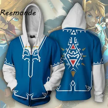 Igre Legend of Zelda Kostum Hoodie Jakna Moški Moški pulover s kapuco Majica Vrhovi Polno Zadrgo Plašč Suknjič Fashion Majica Jeseni
