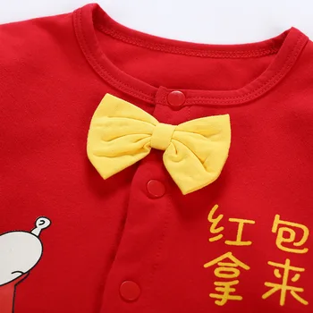 NOVO 2019 Kitajski Slog Tradicionalnih Baby lok kravato, igralne obleke Novo Leto Baby Fantje Oblačila, Bombaž Obleka za Malčke Jumpsuits lep Kostum
