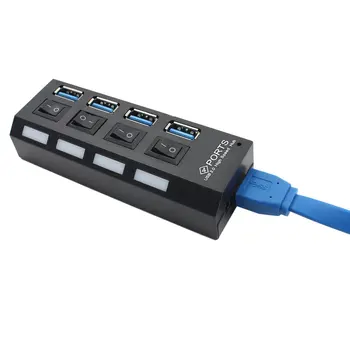 Najnovejši Zvezdišče USB hitri USB 3.0 Hub z Ločeno Štiri Vrata Kompakten, Lahek Napajalnik Hub z Oskrbo z električno energijo