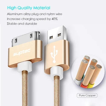 SUPTEC za iPhone 4 USB Kabel, Hitro Polnjenje 30 Pin Kabel za iPhone 4s 3GS, iPad 2 3 iPod Nano dotik Polnjenje tok Podatkov Polnilnik