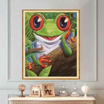 MEIAN Diamond Slikarstvo Vezenje Navzkrižno Stitch Živali lovely Frog Mozaik, Poln Krog/Kvadrat Vaja Okrasnih Doma Dekor
