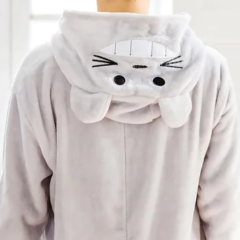 Totoro Bat Cartoon Živali Anime Pižamo Kawaii Cosplay Kostum Za Odrasle Moške, Ženske Halloween Jumpsuits Pozimi Flanela Sleepwear
