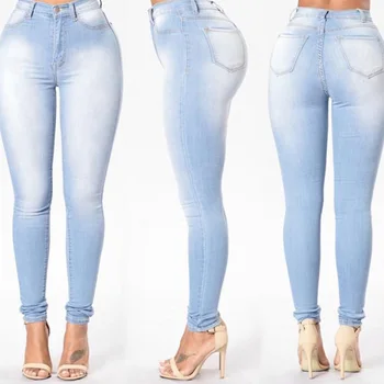 Ženske Brušenje Bele Elastične Suh Stretch Kavbojke Plus Velikost 3XL Visoko Pasu Oprati Kavbojke Priložnostne Denim Svinčnik Hlače Ženske Jeans