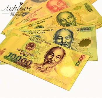 10pcs Vietnam 500000 VND Zlato, Bankovci, 24K Zlata Folija Ponaredek papirnati Denar za Zbiranje Spominkov VND Bankovcev Vzorec Ponarejenega denarja