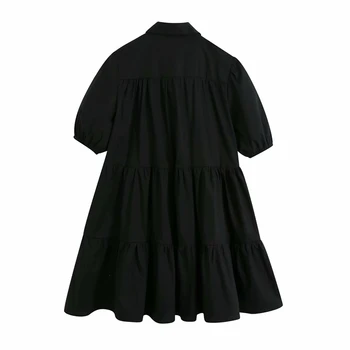 Elegantne ženske svoboden mini obleka 2020 poletje moda za ženske črna draped obleke sladko ženski bombaž obleko dekleta elegantna vestidos