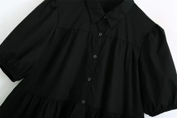 Elegantne ženske svoboden mini obleka 2020 poletje moda za ženske črna draped obleke sladko ženski bombaž obleko dekleta elegantna vestidos