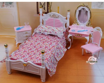Resnično pohištvo za spalnice za barbie princesa posteljo lutka pribor 1/6 bjd lutka hiša mini salon omari nastavite otrok igrača darilo