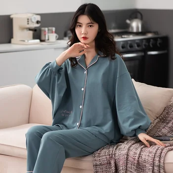 Novo 2021 Pomlad WAVMIT Ženske Pižame Polno Bombaž Dolgo Vrh Ženskega NightSuit Plus Velikost Sleepwear za Ženske Prosti čas Homewear Pajama