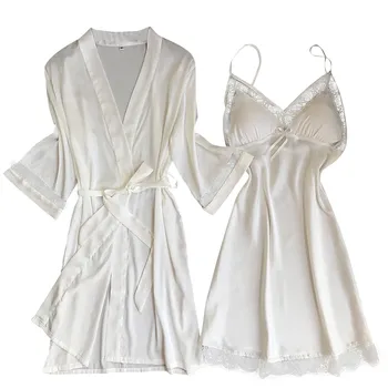 Moda za Ženske je Poletje Mini Kimono Plašč Lady Rajon Kopalne Obleke Nightgown Sleepwear Sleepshirts Nightdress Pijama Mujer Velikosti XXXL