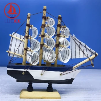 LUCKK 14 CM, Ročno izdelan Lesen Model Ladje, Doma notranjo opremo Navtične Lesni Dekor Morju Jadrnico Obrti Miniature Darilo za Rojstni dan