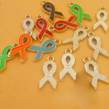 30pcs CCB Zlato Barvo Breast Cancer Awareness Traku Čar Visijo Čare Emajl Za Evropske Zapestnica Nakit Ugotovitve DIY