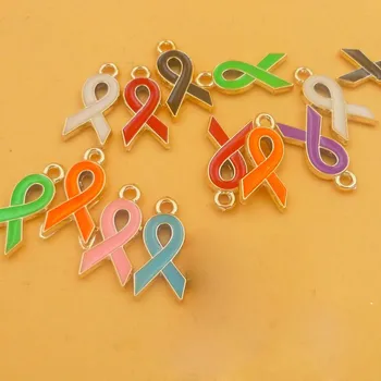 30pcs CCB Zlato Barvo Breast Cancer Awareness Traku Čar Visijo Čare Emajl Za Evropske Zapestnica Nakit Ugotovitve DIY