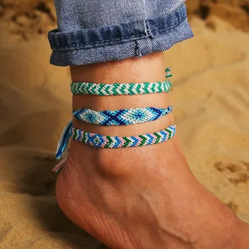 Ustvarjalne nov slog slinavke verige retro Bohemian plaži vetra barva, vrv ročno tkane stopala verige stopala nakit, verižice za ženske/moški