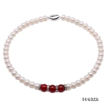 JYX 828 VELIKI POPUSTI!Elegantno Rdeče Agate Naravni biser ogrlico iz 9.5-10 mm nakit sklopov 7.5/18inches mati darilo