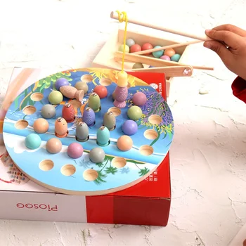 Montessori Izobraževalne Lesene Igrače Materialov Otroci Posnetek Noge Magnetni Ribiškega Ulova Črv Matematiko Interaktivne Igrače Za Otroke Darila